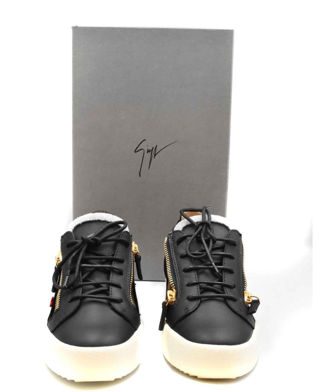GIUSEPPE ZANOTTI DESIGN Черные кожаные кроссовки, фото 4