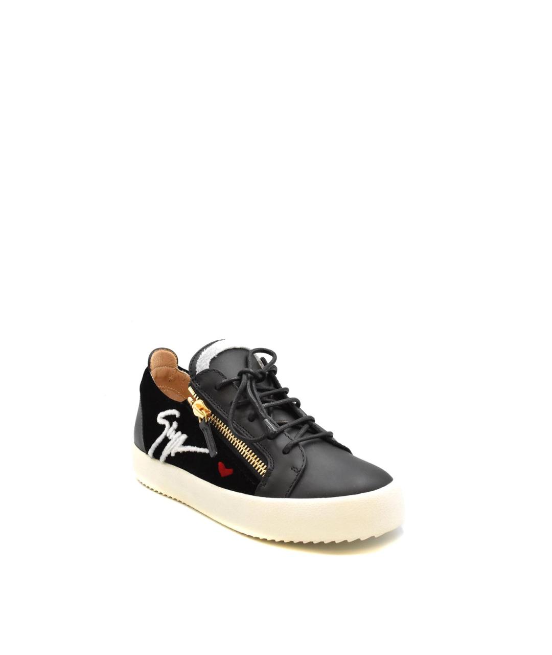 GIUSEPPE ZANOTTI DESIGN Черные кожаные кроссовки, фото 2
