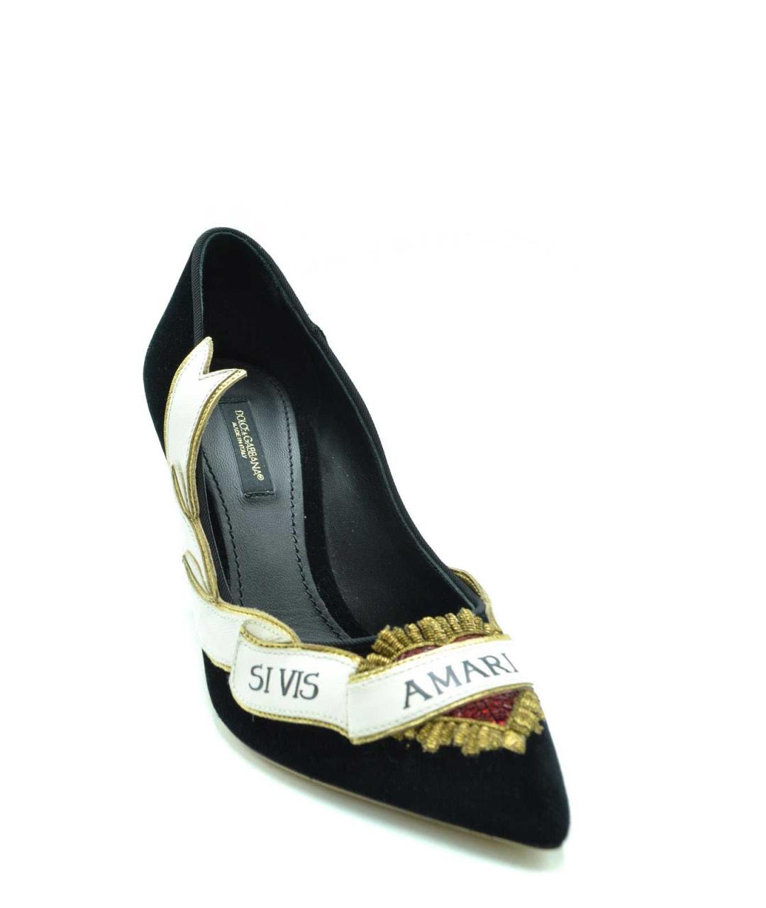 DOLCE&GABBANA Черные бархатные туфли, фото 2