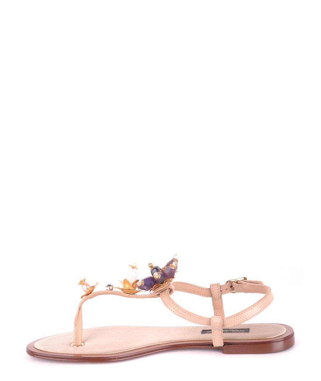 DOLCE&GABBANA Розовые кожаные сандалии, фото 3