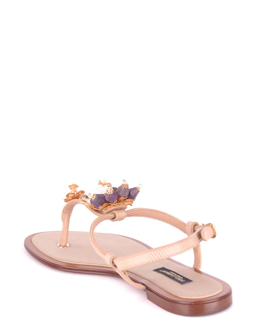 DOLCE&GABBANA Розовые кожаные сандалии, фото 4