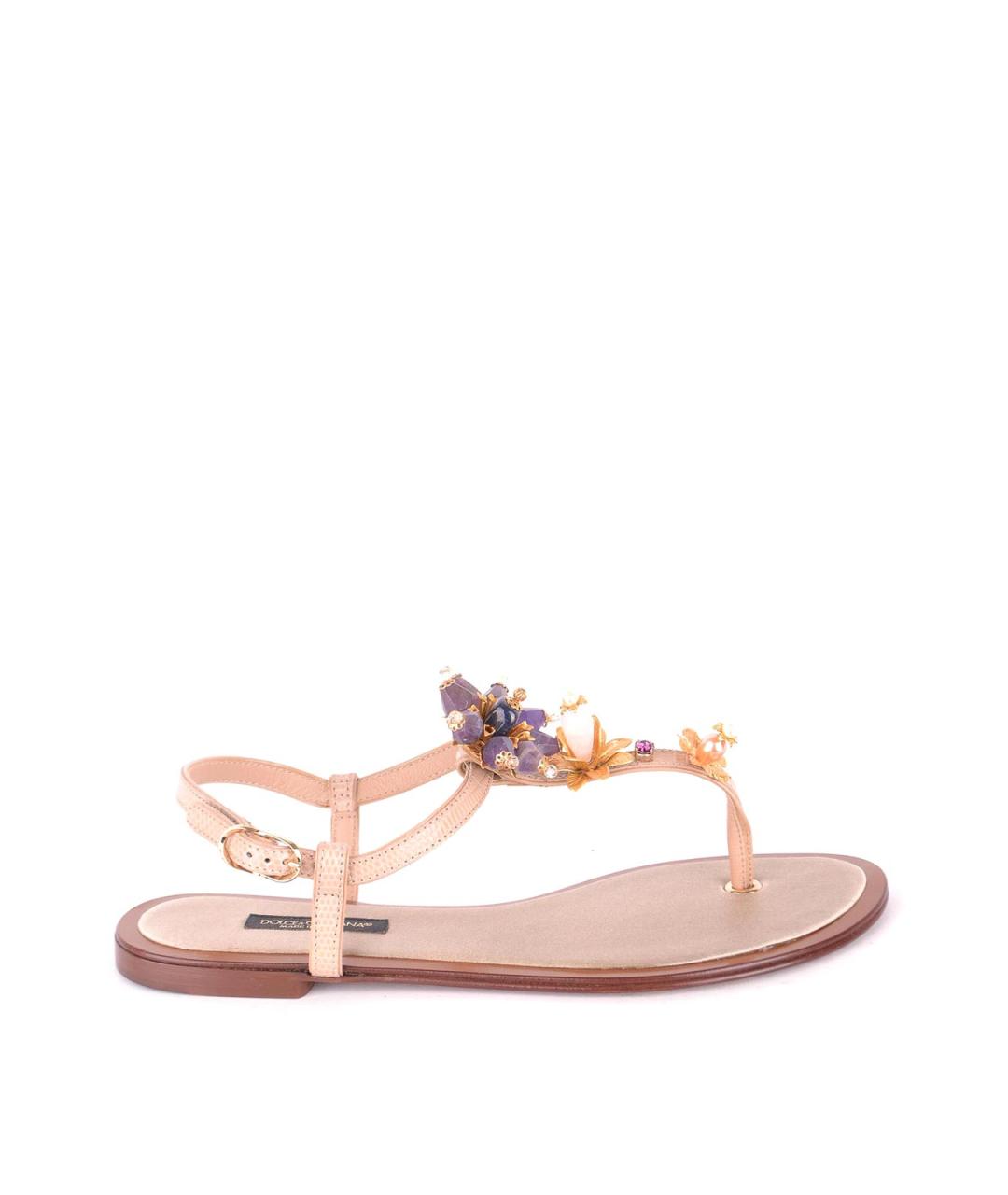 DOLCE&GABBANA Розовые кожаные сандалии, фото 1