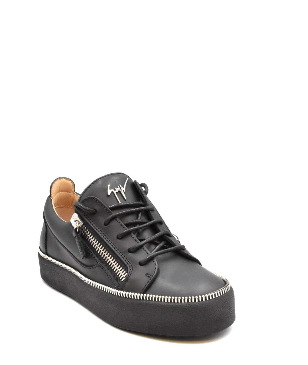 GIUSEPPE ZANOTTI DESIGN Черные кожаные кроссовки, фото 2