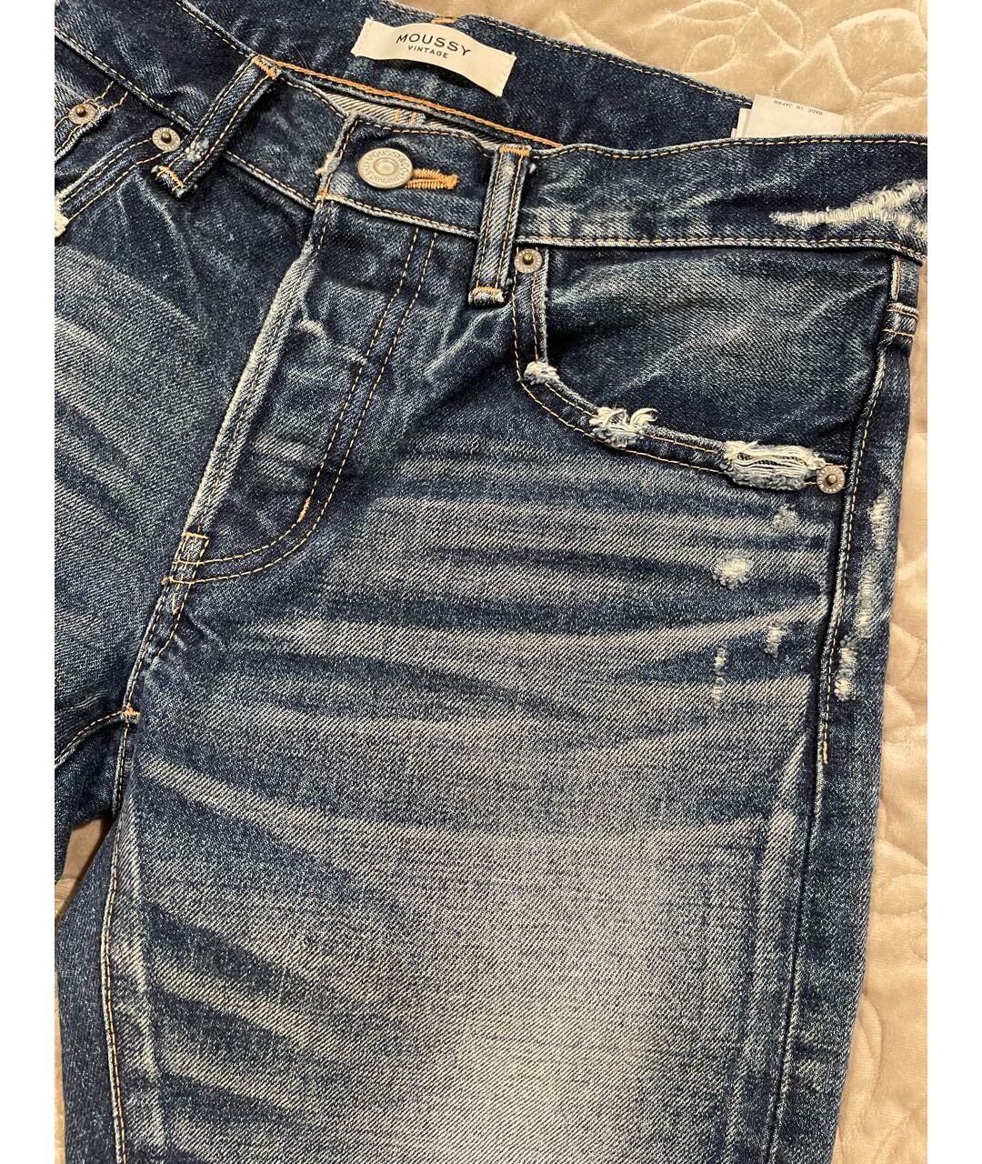 MOUSSY VINTAGE Синие хлопковые джинсы слим, фото 4