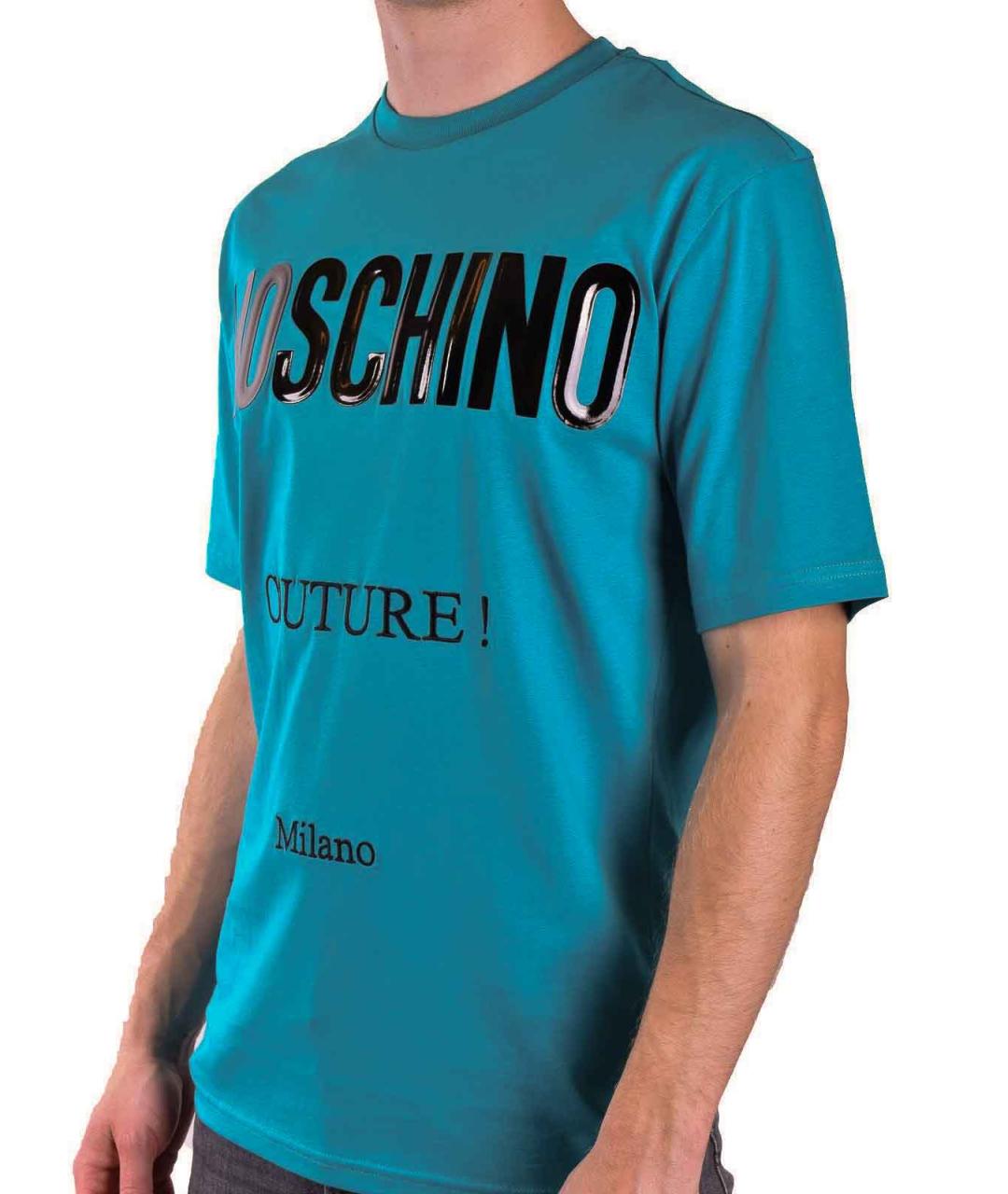 MOSCHINO Синяя хлопковая футболка, фото 4