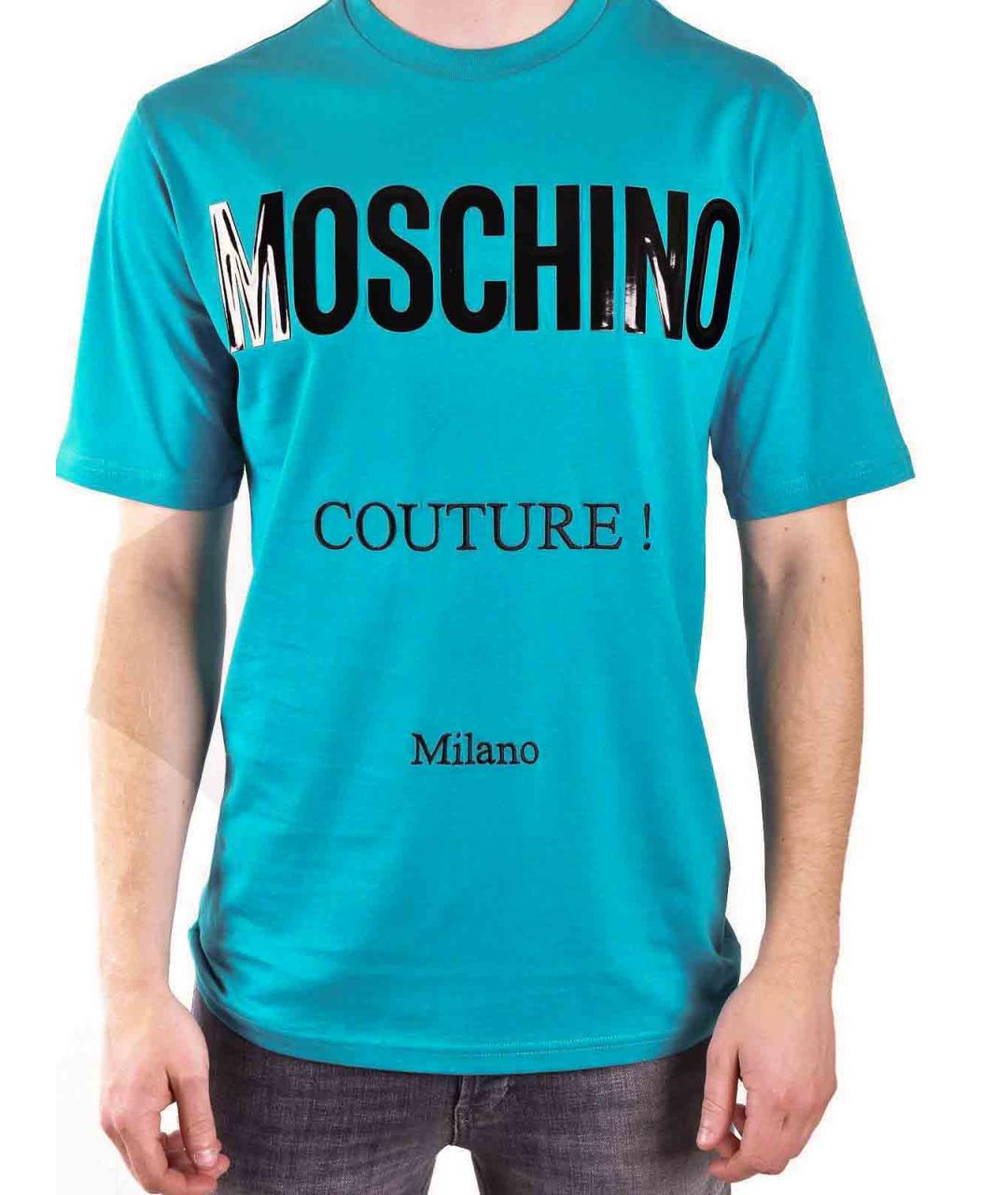 MOSCHINO Синяя хлопковая футболка, фото 2