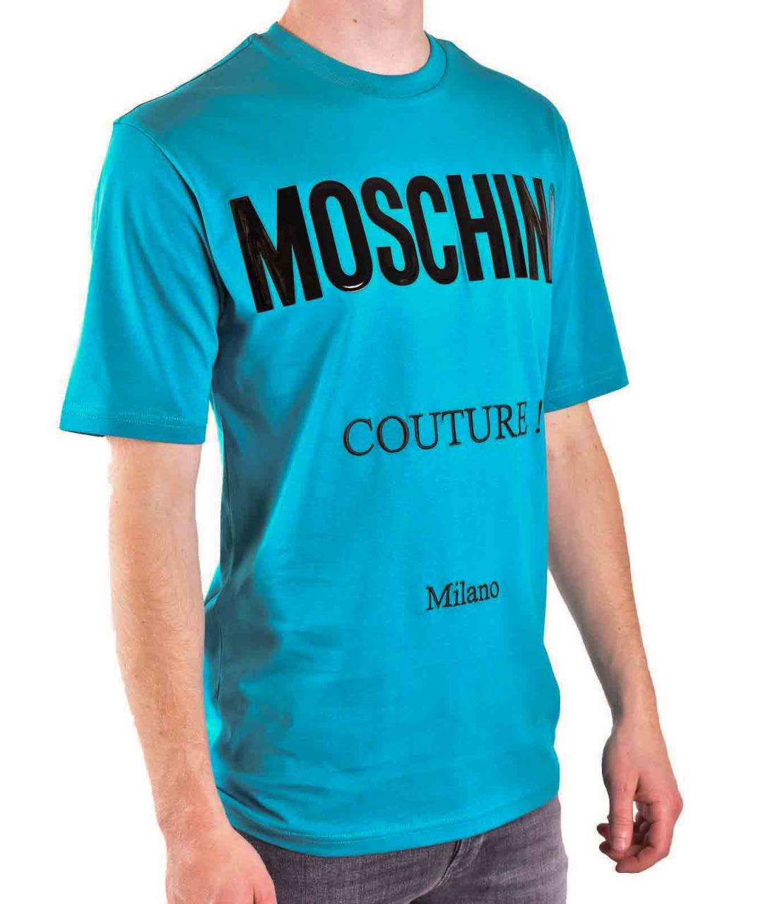 MOSCHINO Синяя хлопковая футболка, фото 3
