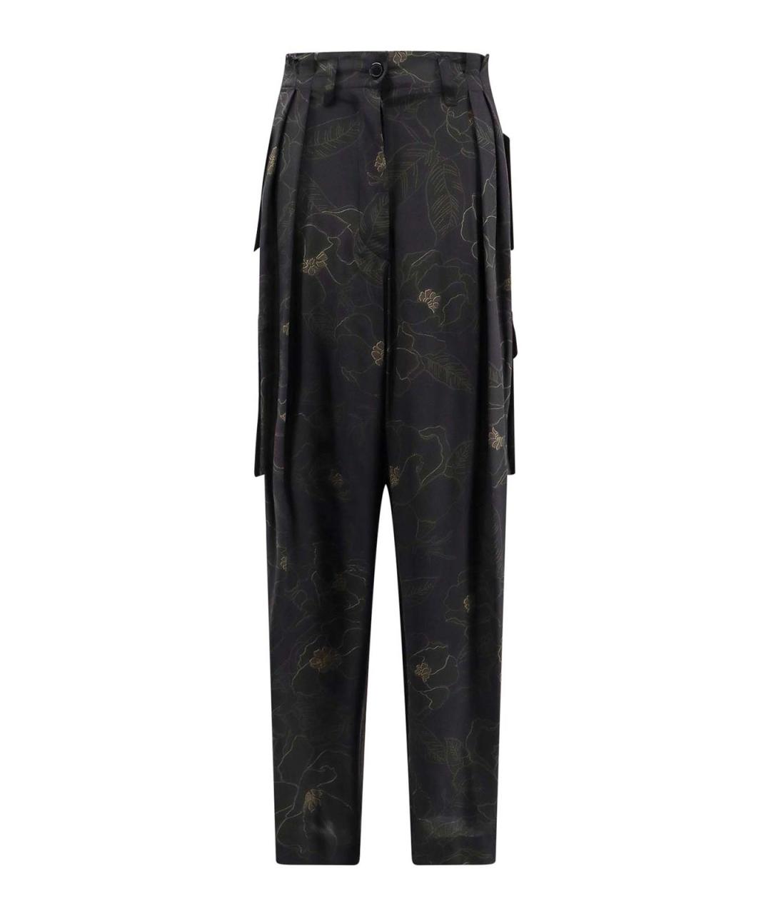 DRIES VAN NOTEN Черные шелковые брюки широкие, фото 1