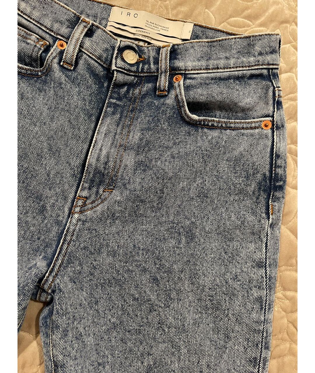 IRO Голубые хлопковые джинсы слим, фото 4