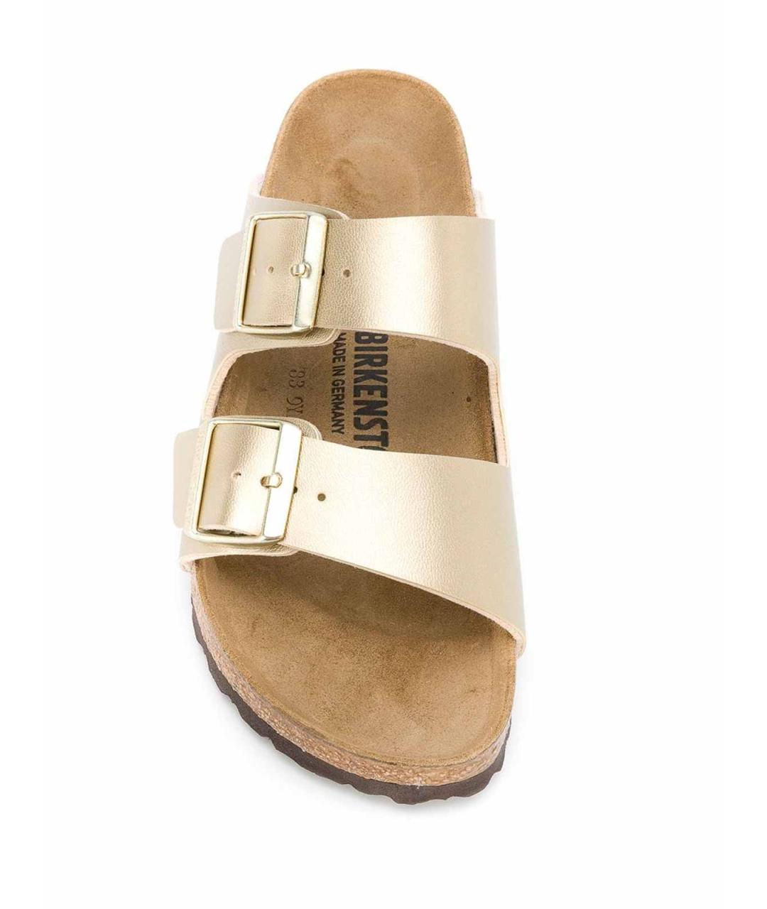 BIRKENSTOCK Золотые кожаные шлепанцы, фото 2