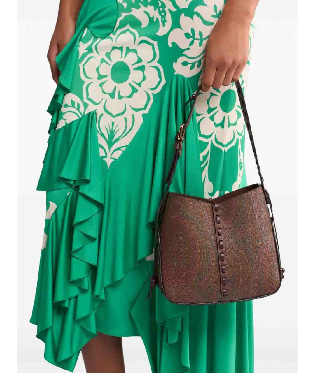 ETRO Коричневая кожаная сумка через плечо, фото 4