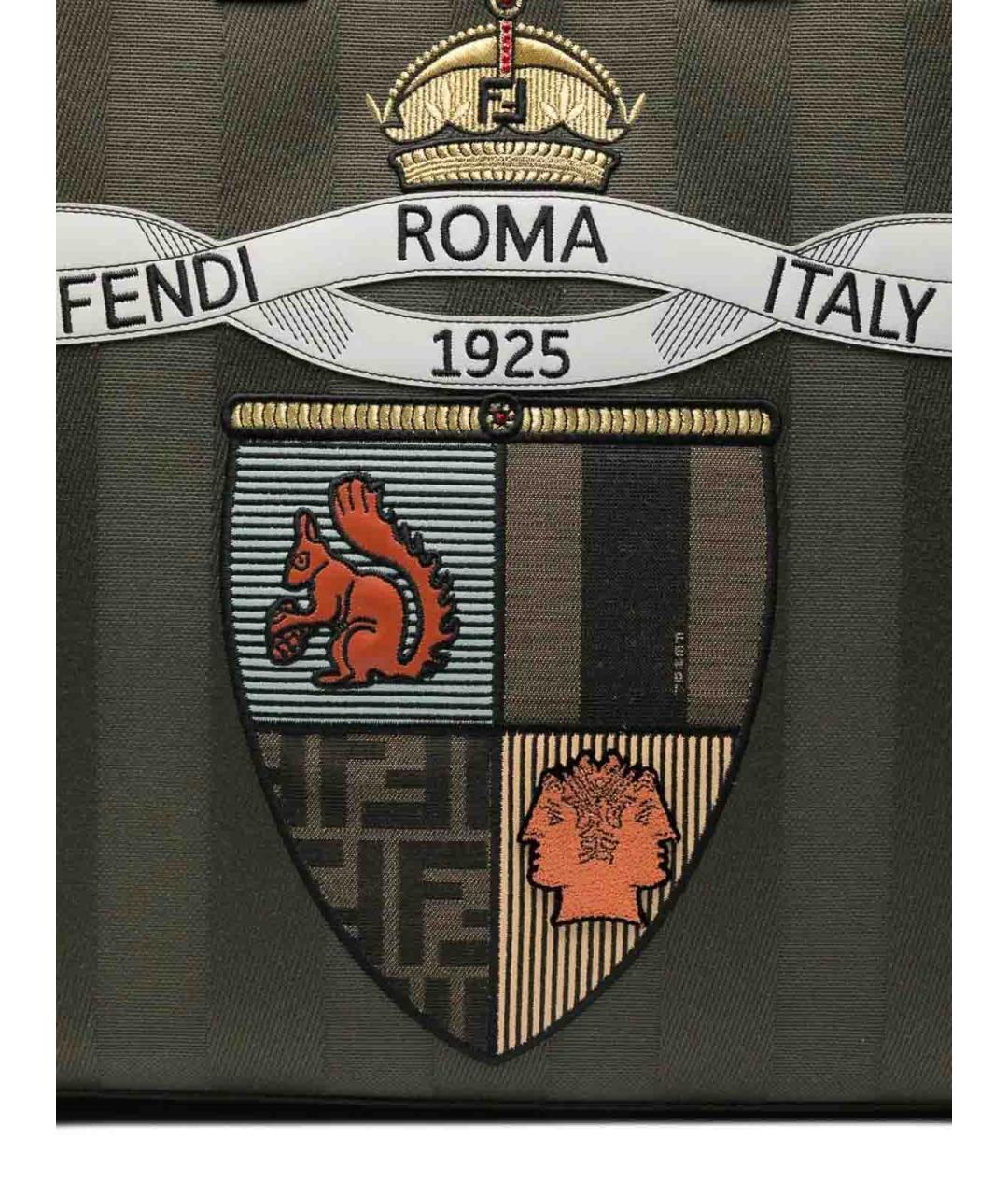 FENDI Зеленая тканевая сумка тоут, фото 4
