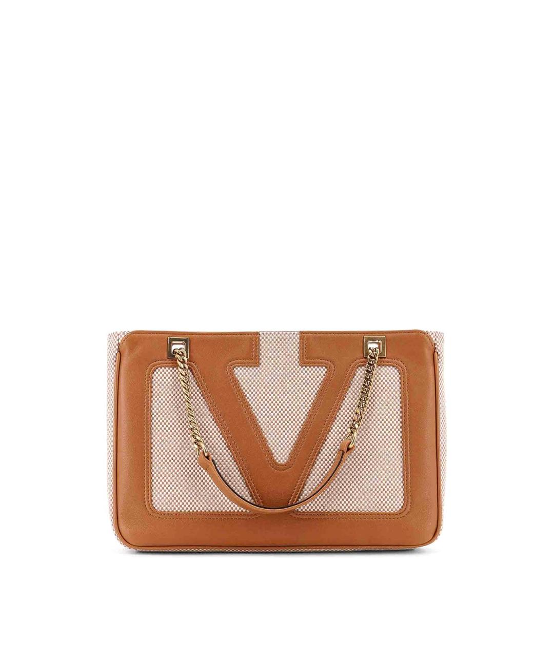 VALENTINO Бежевая тканевая сумка тоут, фото 1