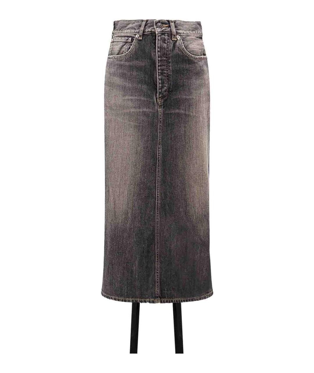 BALENCIAGA Серая хлопковая юбка миди, фото 1