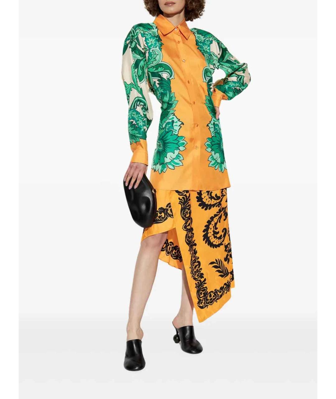 ETRO Оранжевая вискозная юбка миди, фото 2