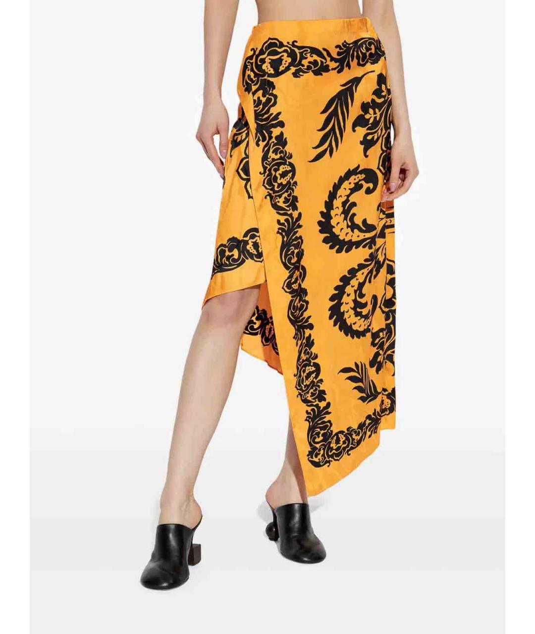 ETRO Оранжевая вискозная юбка миди, фото 4