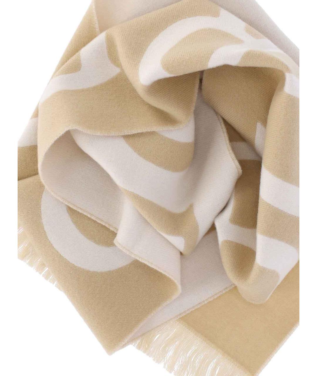 BURBERRY Бежевый шерстяной шарф, фото 2