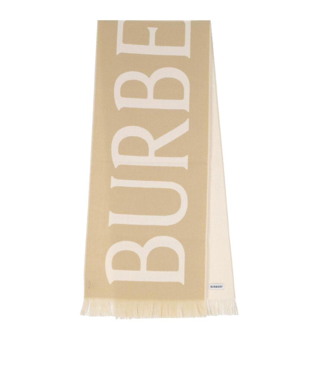 BURBERRY Бежевый шерстяной шарф, фото 1