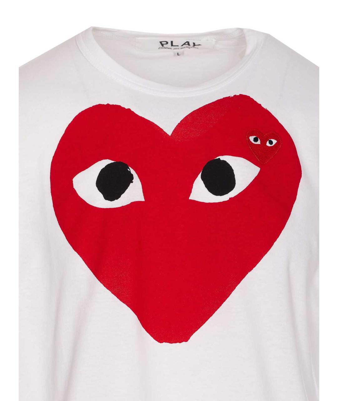 COMME DES GARÇONS PLAY Белая хлопковая футболка, фото 4