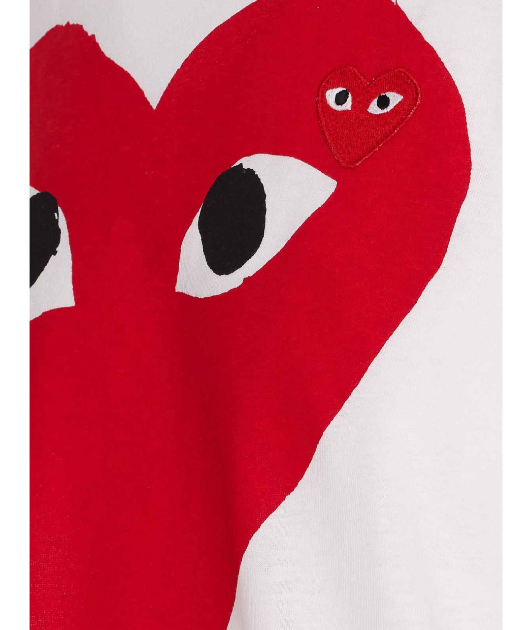 COMME DES GARÇONS PLAY Белая хлопковая футболка, фото 3