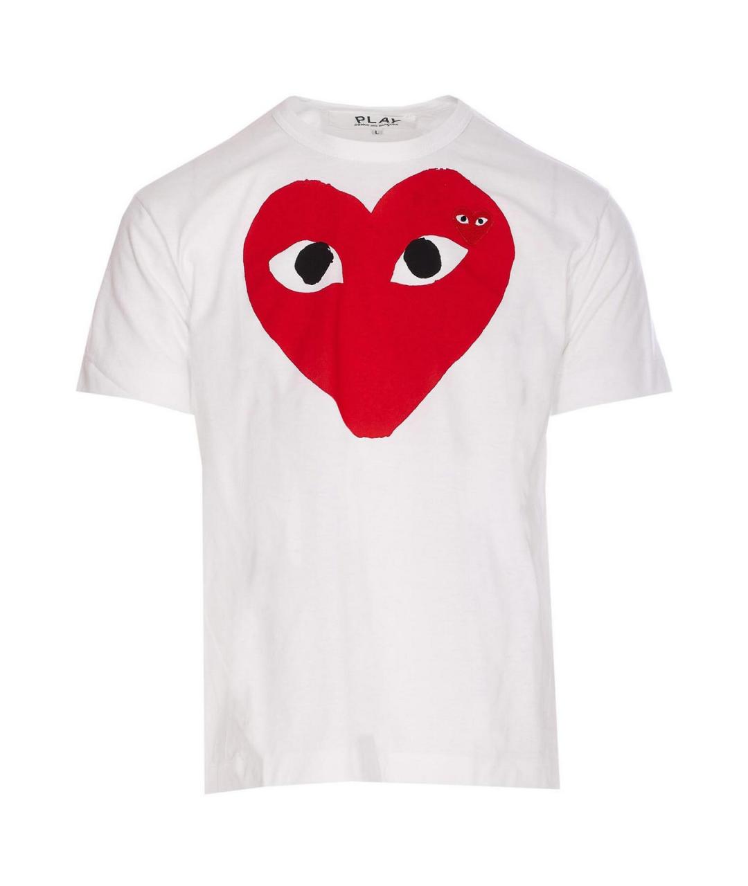 COMME DES GARÇONS PLAY Белая хлопковая футболка, фото 1