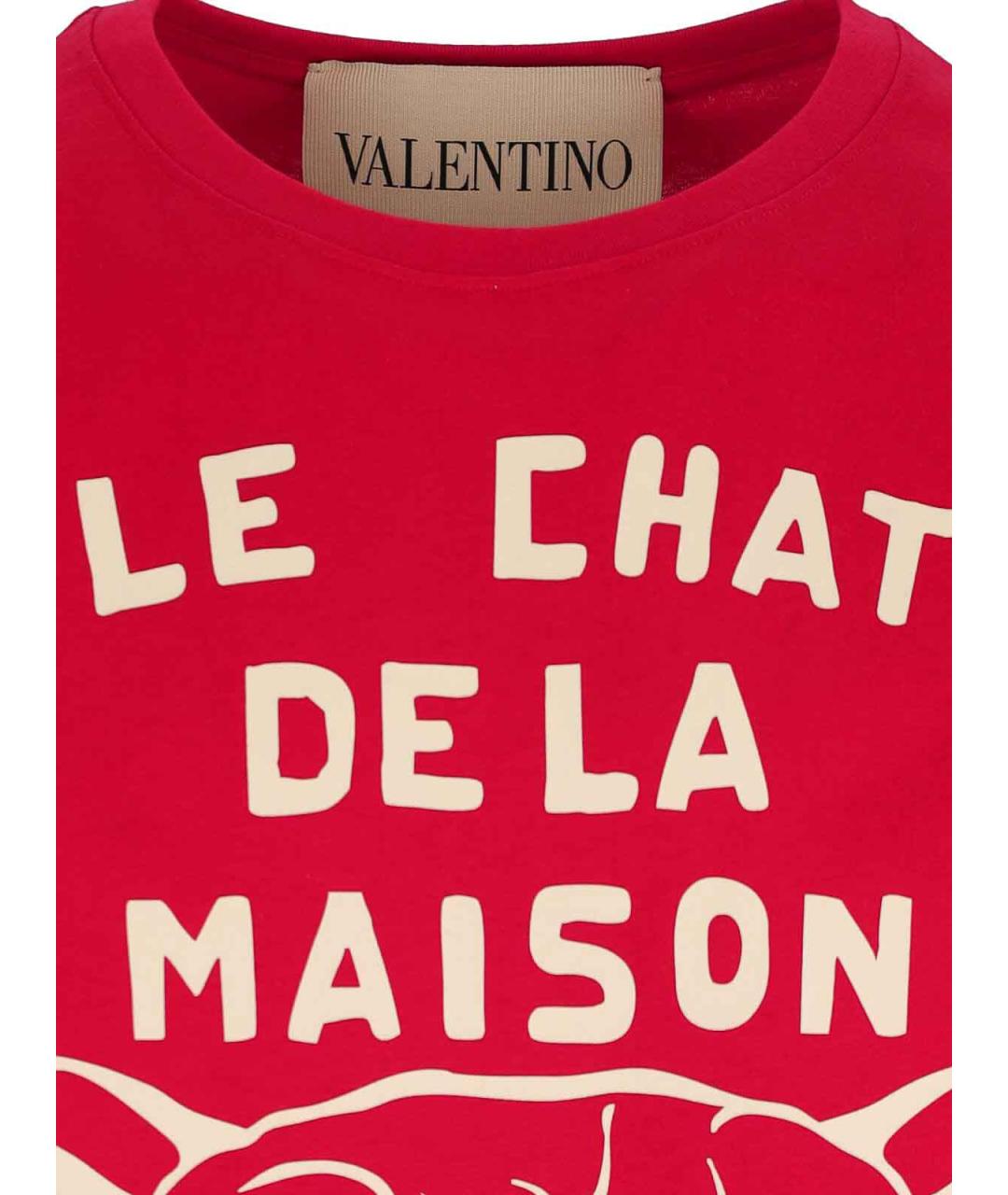 VALENTINO Красная хлопковая футболка, фото 3