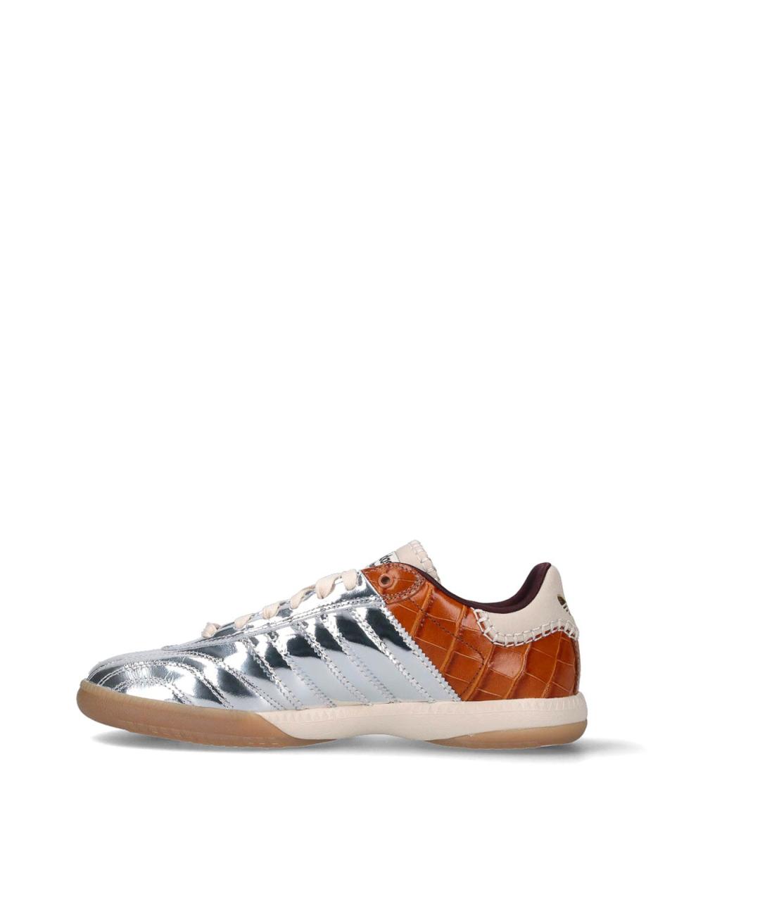 ADIDAS Серебряные кожаные низкие кроссовки / кеды, фото 3