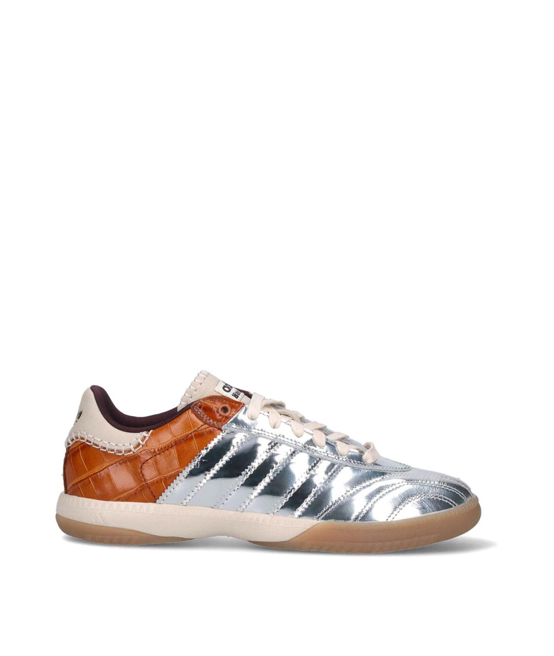 ADIDAS Серебряные кожаные низкие кроссовки / кеды, фото 1