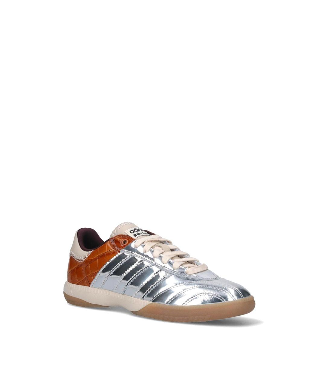 ADIDAS Серебряные кожаные низкие кроссовки / кеды, фото 2