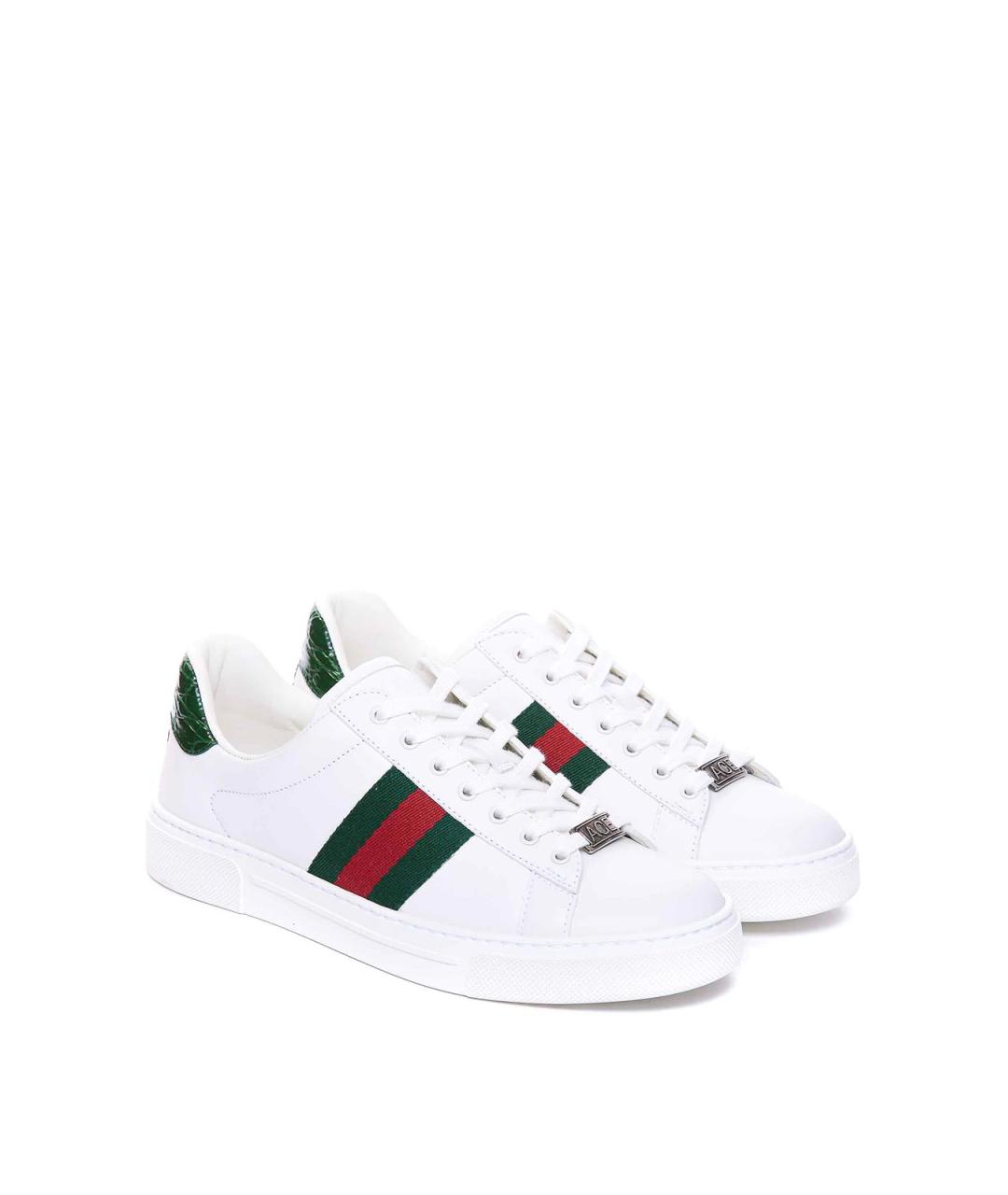GUCCI Белые кожаные кеды, фото 4