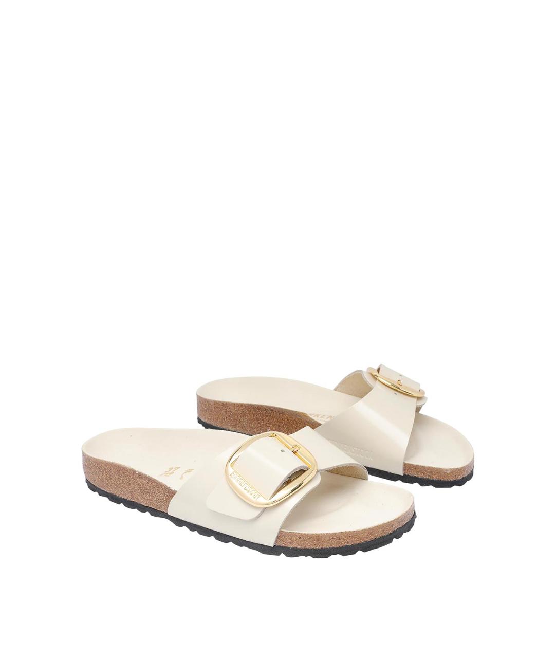 BIRKENSTOCK Белые кожаные шлепанцы, фото 2