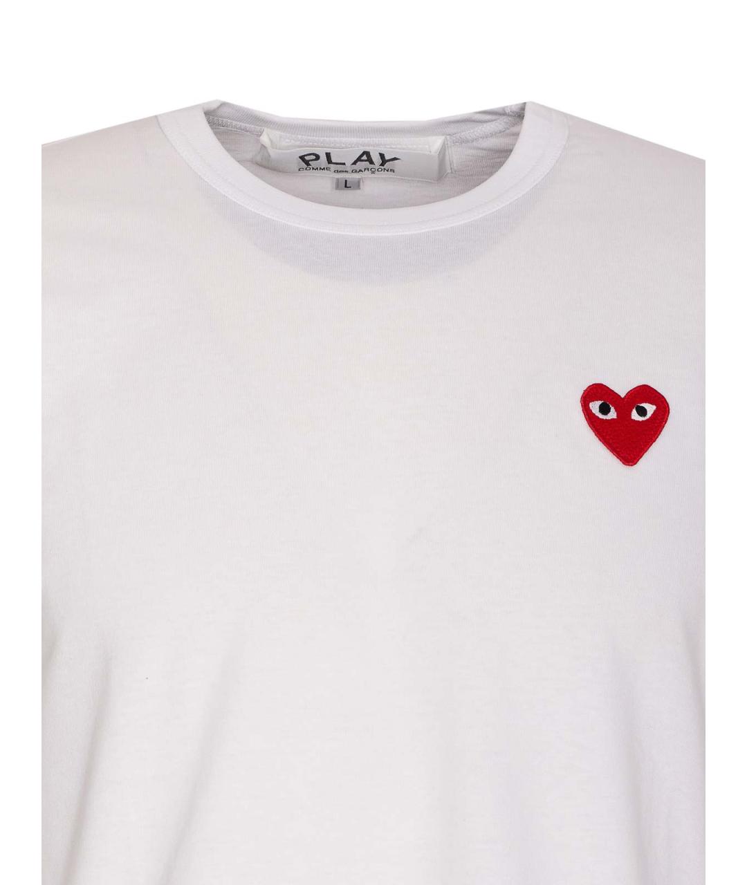 COMME DES GARÇONS PLAY Белая хлопковая футболка, фото 4