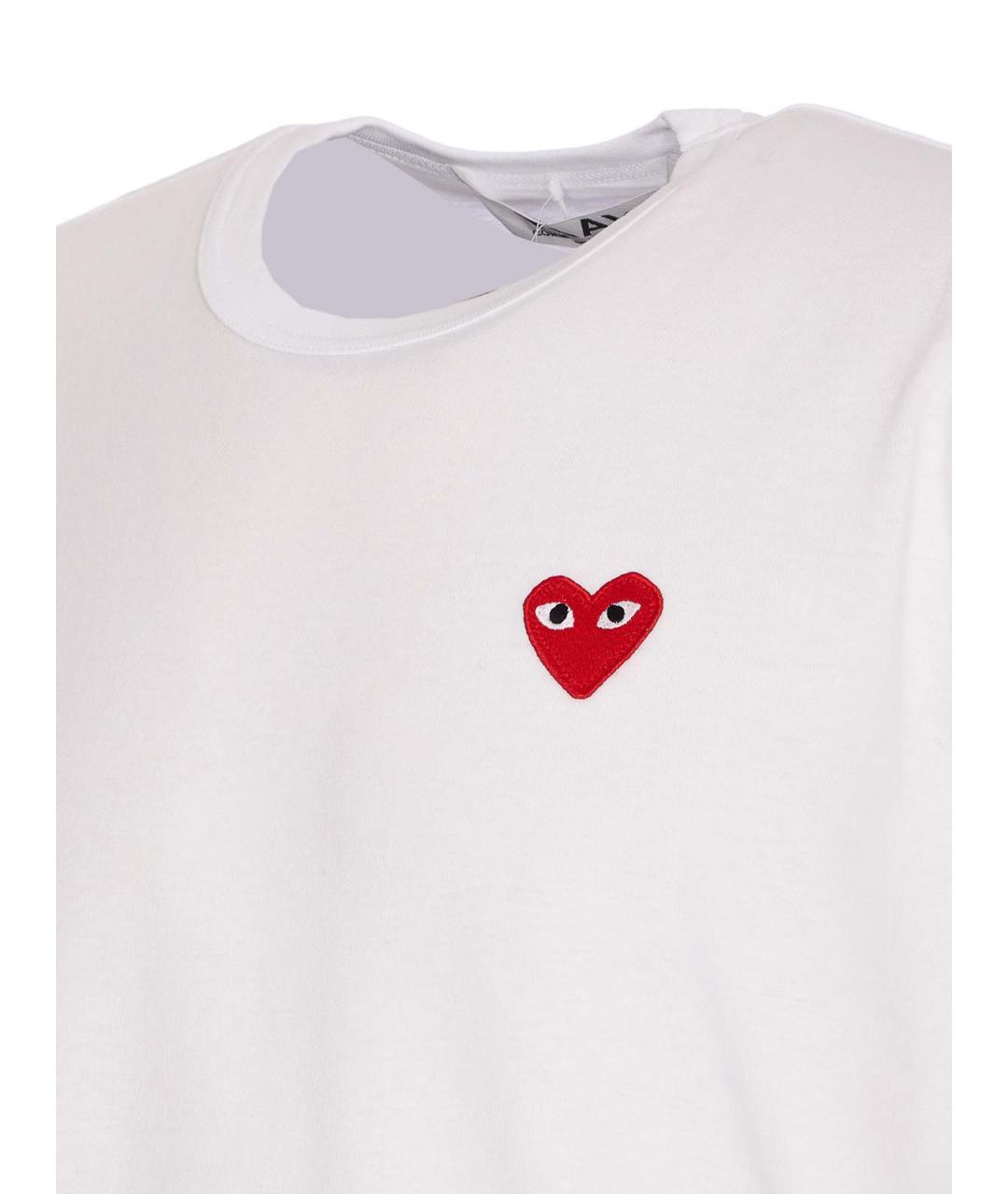 COMME DES GARÇONS PLAY Белая хлопковая футболка, фото 3