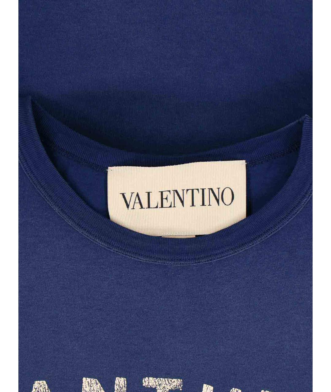VALENTINO Синяя хлопковая футболка, фото 3