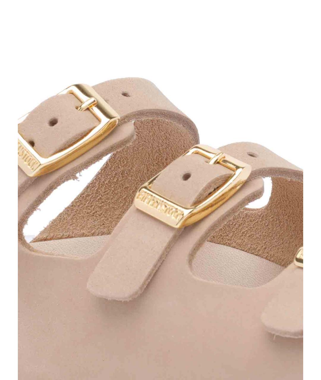 BIRKENSTOCK Бежевые кожаные шлепанцы, фото 4