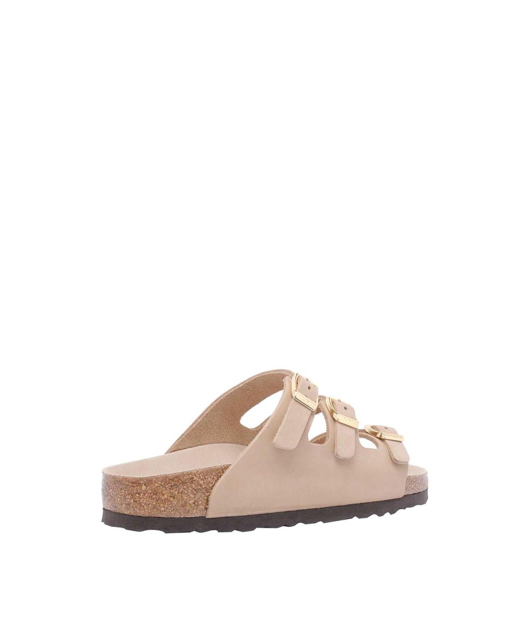 BIRKENSTOCK Бежевые кожаные шлепанцы, фото 3