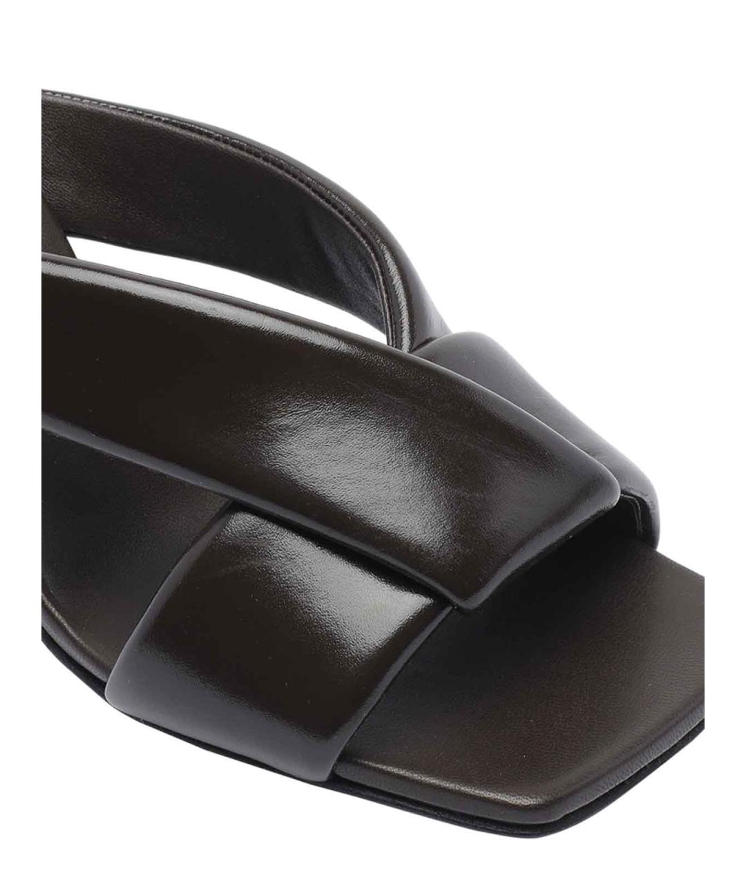 BOTTEGA VENETA Коричневые кожаные мюли, фото 4