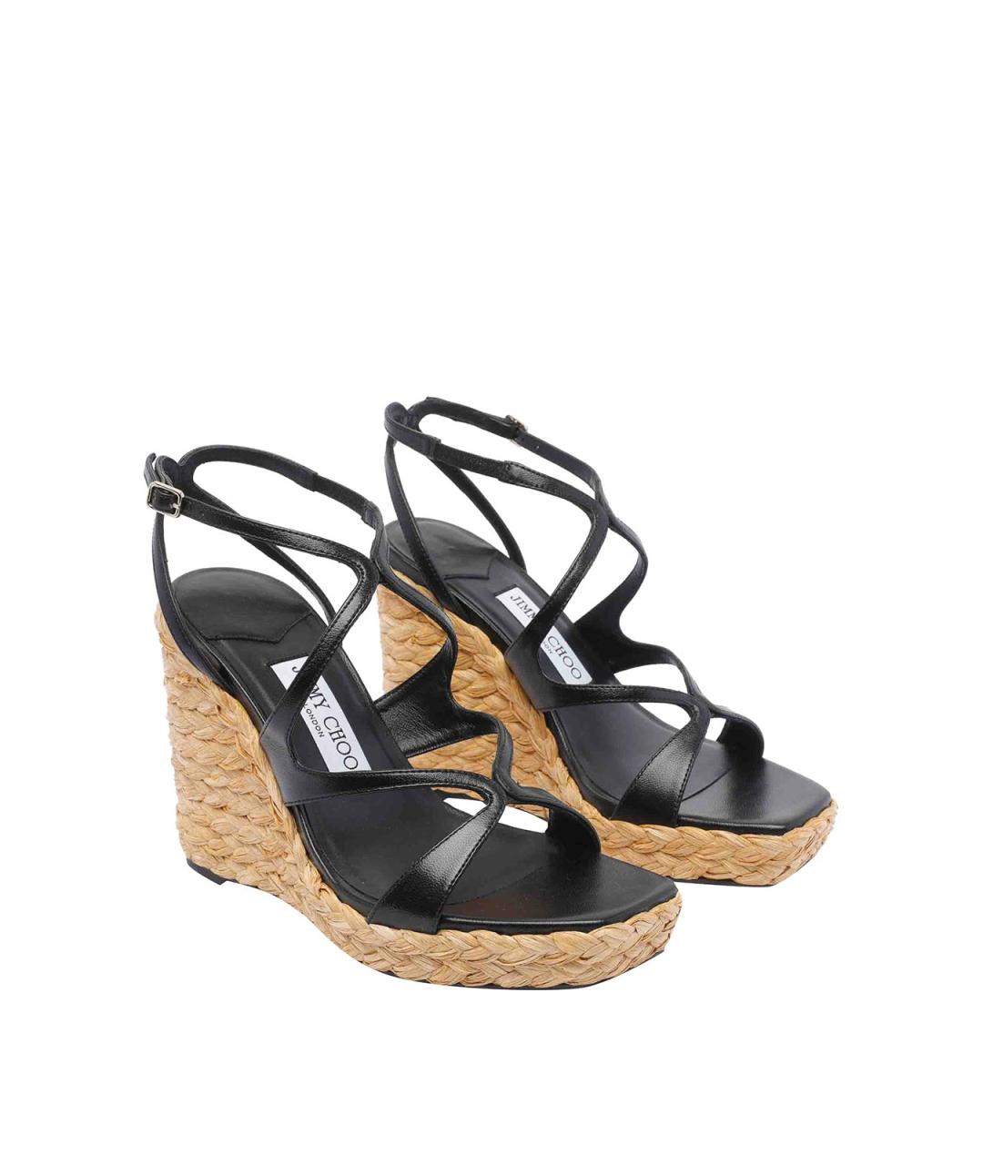 JIMMY CHOO Черные кожаные босоножки, фото 2
