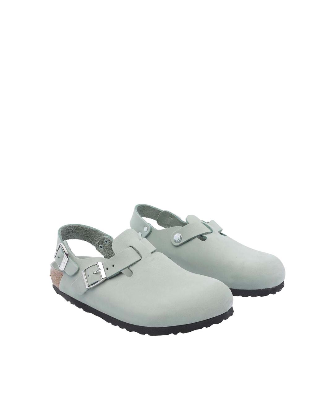 BIRKENSTOCK Зеленые кожаные мюли, фото 2