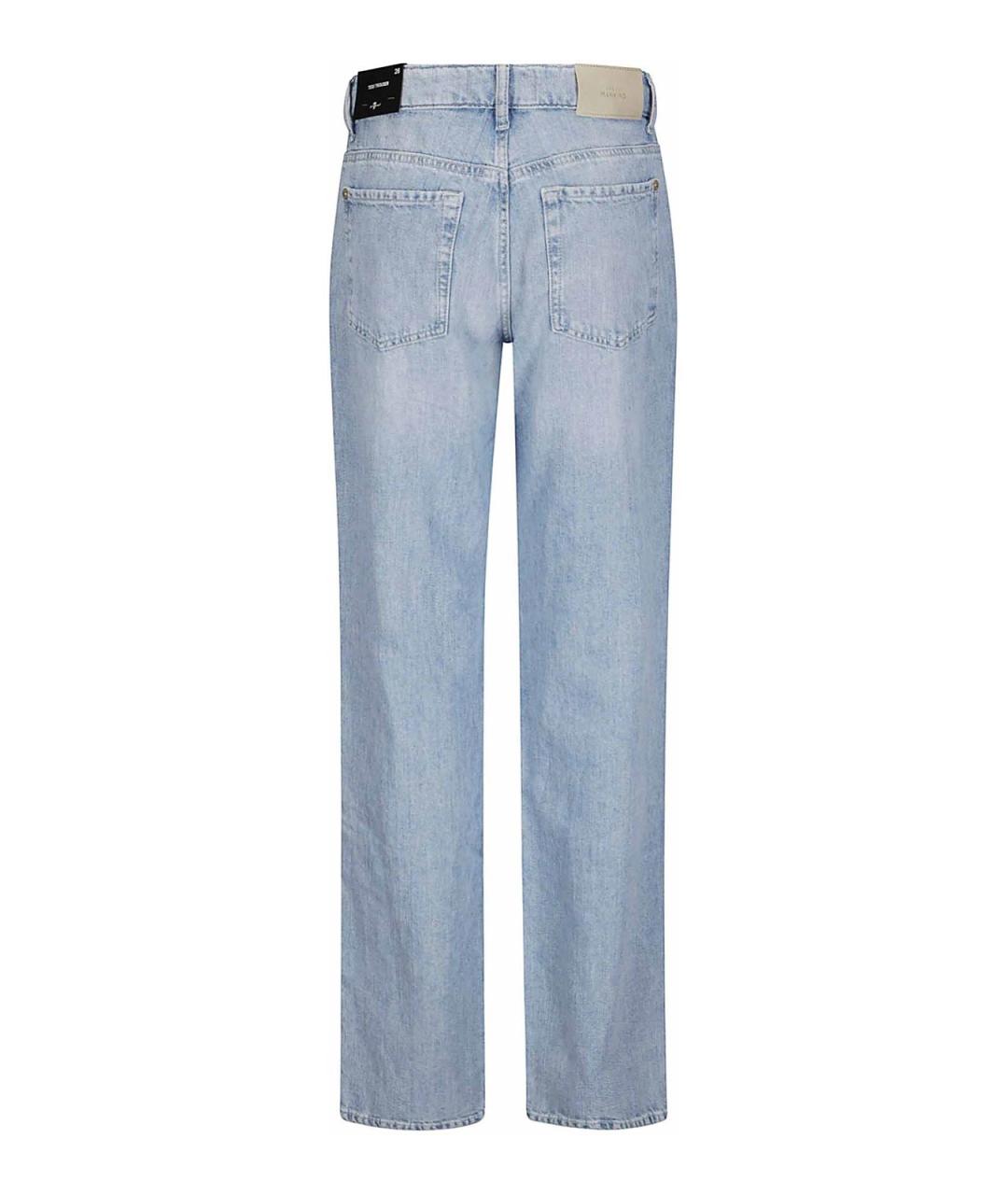7 FOR ALL MANKIND Голубые хлопковые прямые джинсы, фото 2