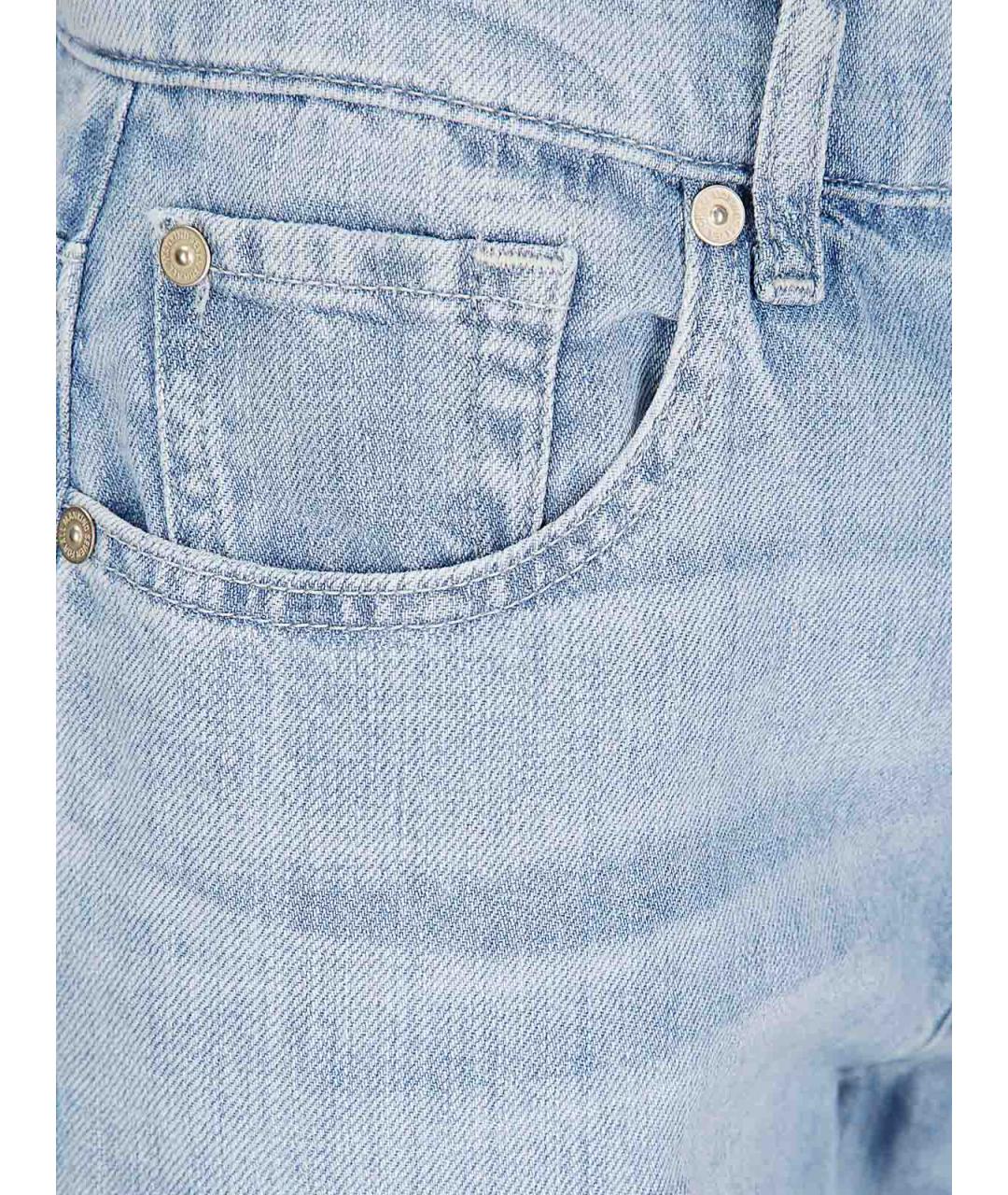 7 FOR ALL MANKIND Голубые хлопковые прямые джинсы, фото 3