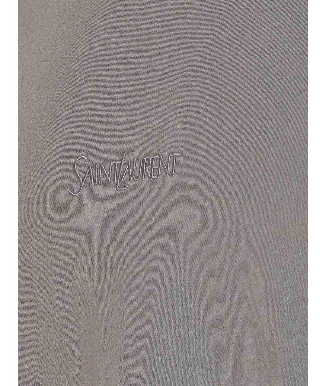 SAINT LAURENT Серая хлопковая футболка, фото 3