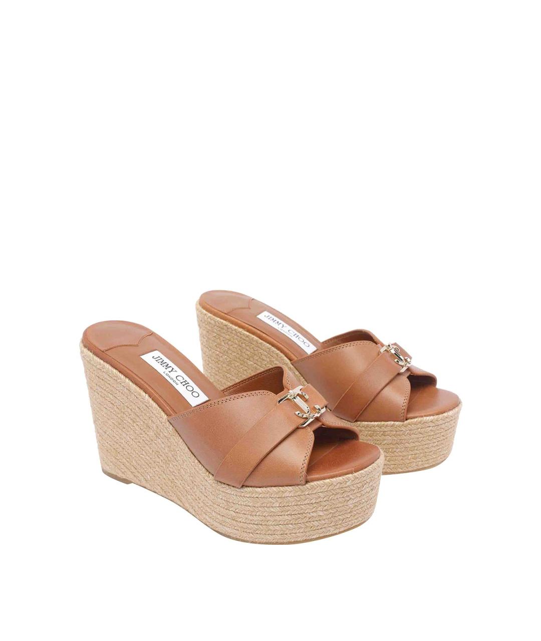 JIMMY CHOO Бежевые кожаные сабо, фото 2