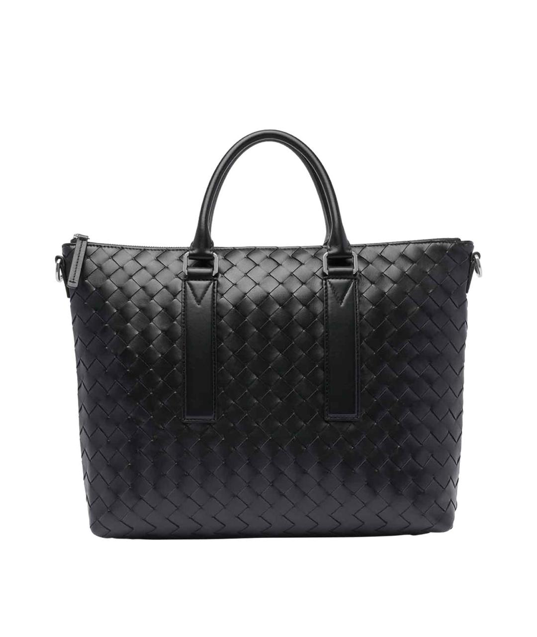 BOTTEGA VENETA Черный кожаный портфель, фото 1