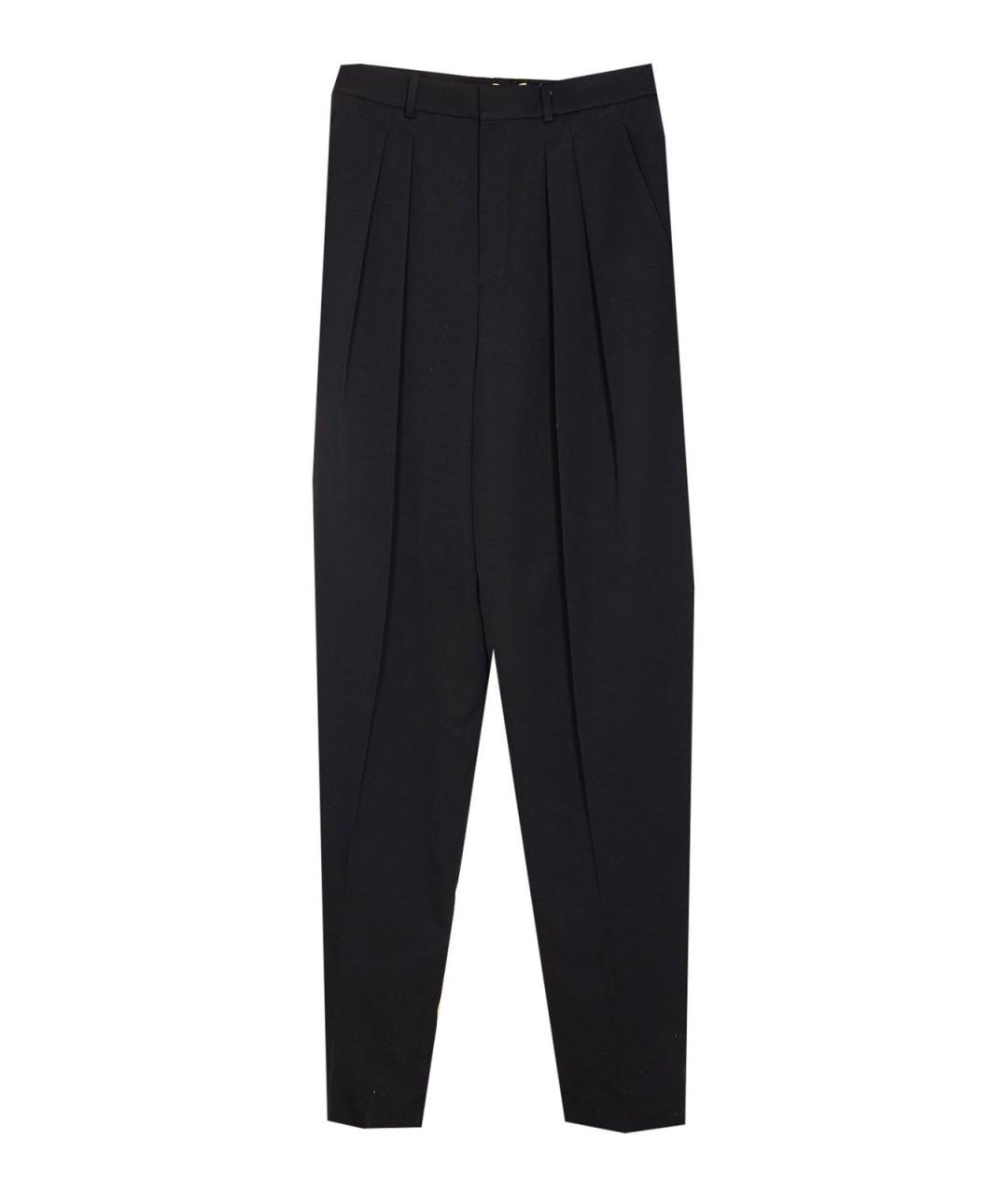 SAINT LAURENT Черные шерстяные прямые брюки, фото 1