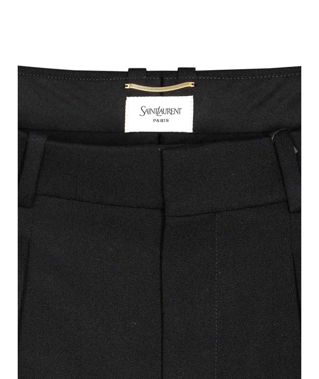 SAINT LAURENT Черные шерстяные прямые брюки, фото 4