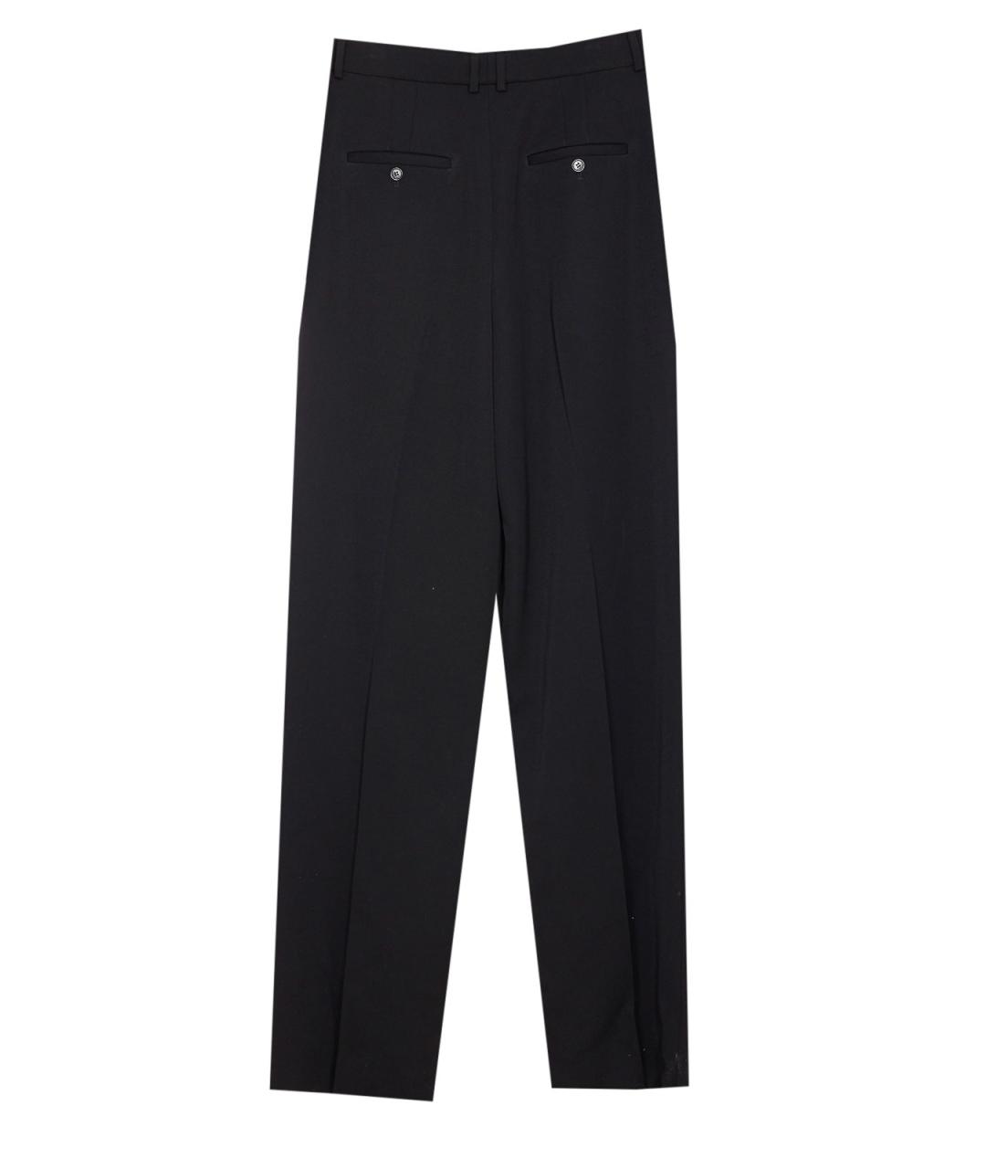 SAINT LAURENT Черные шерстяные прямые брюки, фото 3