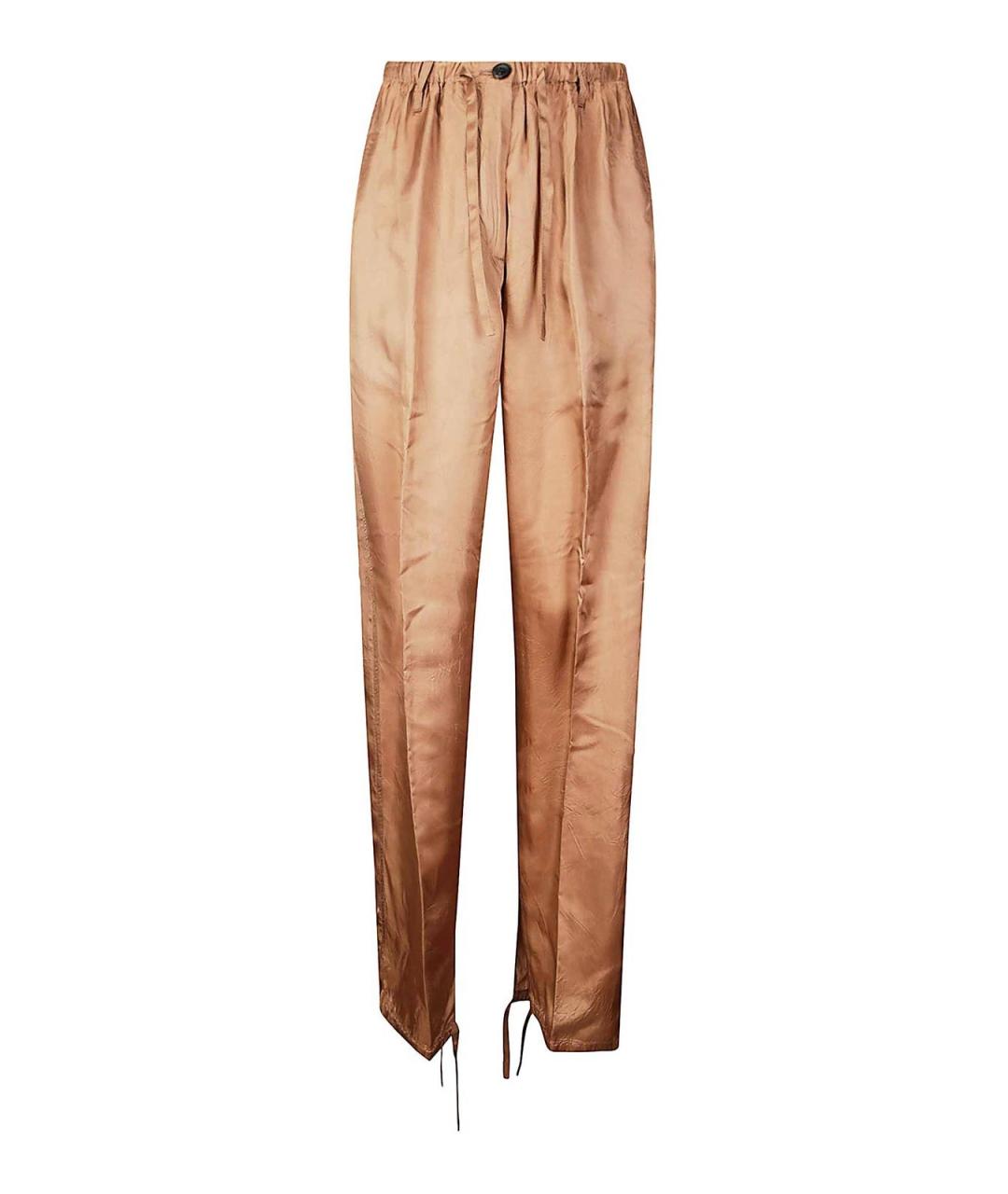 DRIES VAN NOTEN Бежевые вискозные прямые брюки, фото 1