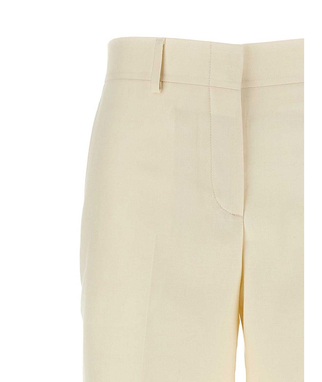 BRIONI Белые шерстяные прямые брюки, фото 3