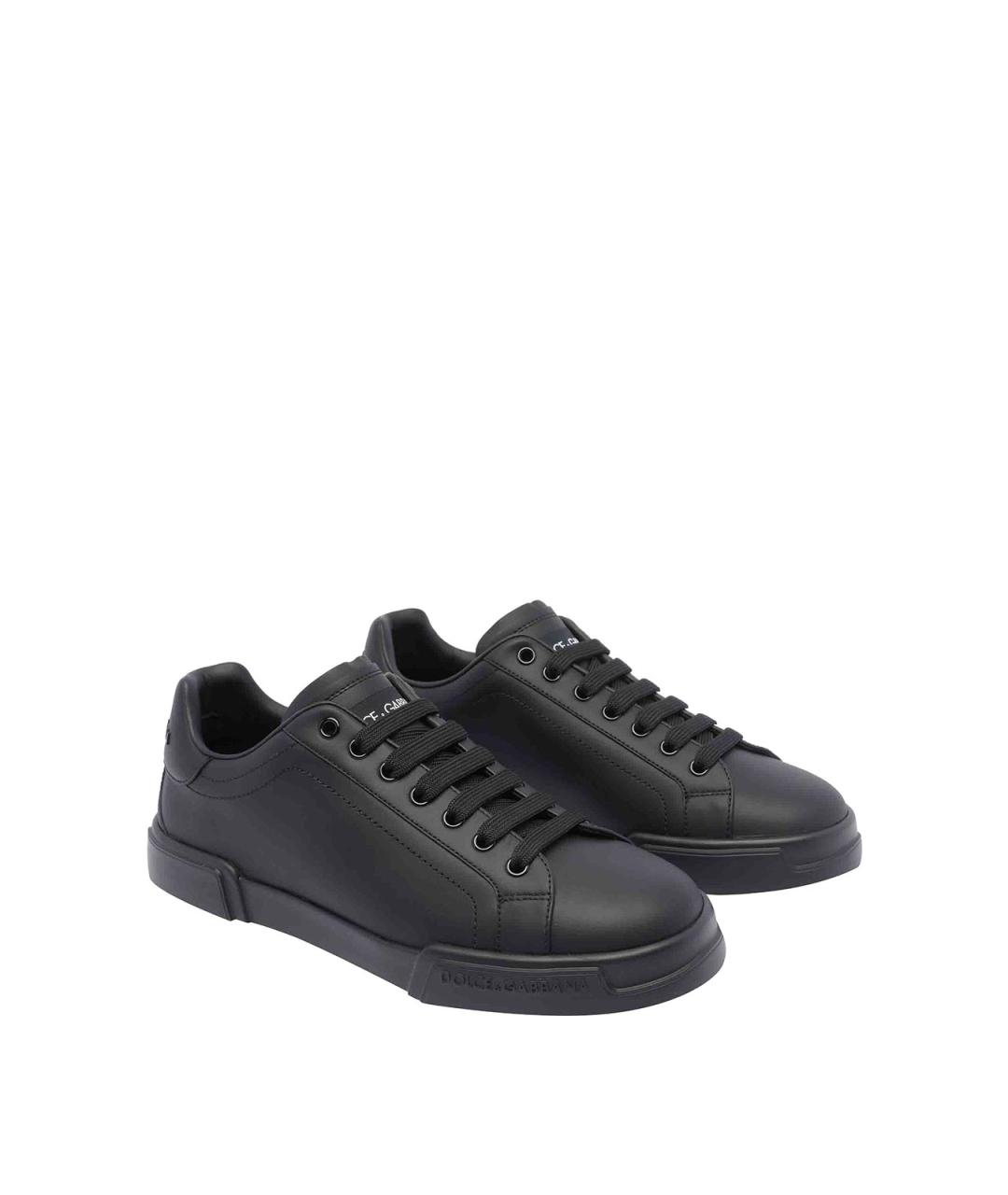 DOLCE&GABBANA Черные кожаные низкие кроссовки / кеды, фото 2